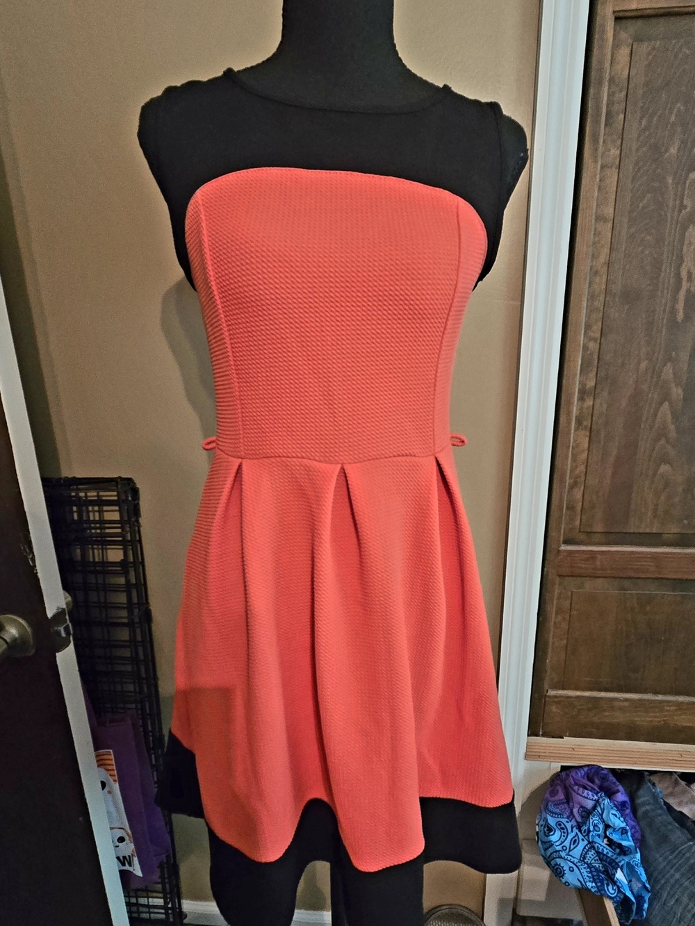 5th & Love Strapless Coral Fit & Flare Dress